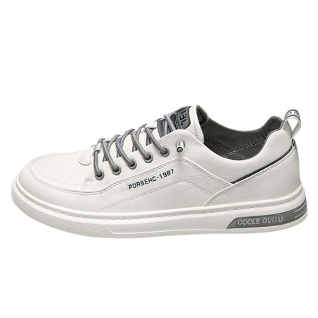 KELINFONG Black Fashion Sneakers for Men Mens White Casual Shoes Low Top Lace up Skate Shoes