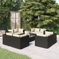 thumbnail image 1 of vidaXL 9 Piece Garden Lounge Set with Cushions Poly Rattan Black, 1 of 4