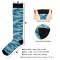 thumbnail image 3 of FORMRS Womens Knee High Socks Casual Long Thick Travel Daily Wear, 2 Pairs, Green Watercolor Ocean Waves, 3 of 6