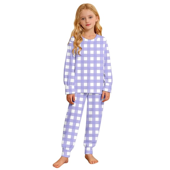 Girls Printed Pajama Long Sleeve Top Pants Soft Sleepwear Kids Nightwear Two Piece Outfit Clothes