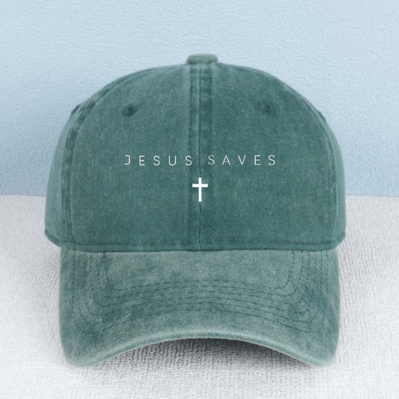 JESUS SAVES Letter Embroidered Color Block Trucker Hat Unisex Adjustable Cotton Breathable Fashion Cap for Travel Daily Wear