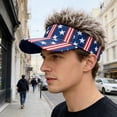 thumbnail image 3 of 4th of July Independence Day Mens Visor Hats with Spiked Wig Novelty Adjustable Baseball Golf Cap with Fake Hair, 3 of 5