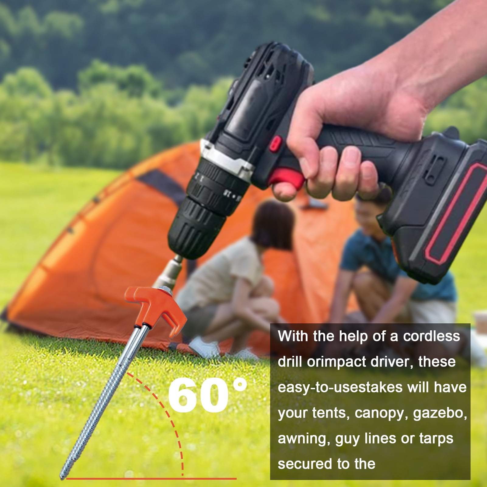 12 Pcs Tent Stakes with Hexagonal Sleeves And Storage Box 8 Inch Heavy Duty Non-Rust Metal Tent Pegs Ground Stakes Tent Spikes for Camping Patio Garden Canopies Grassland Outdoor