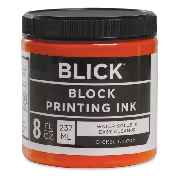 Blick Water-Soluble Block Printing Ink - Orange, 8 oz Jar