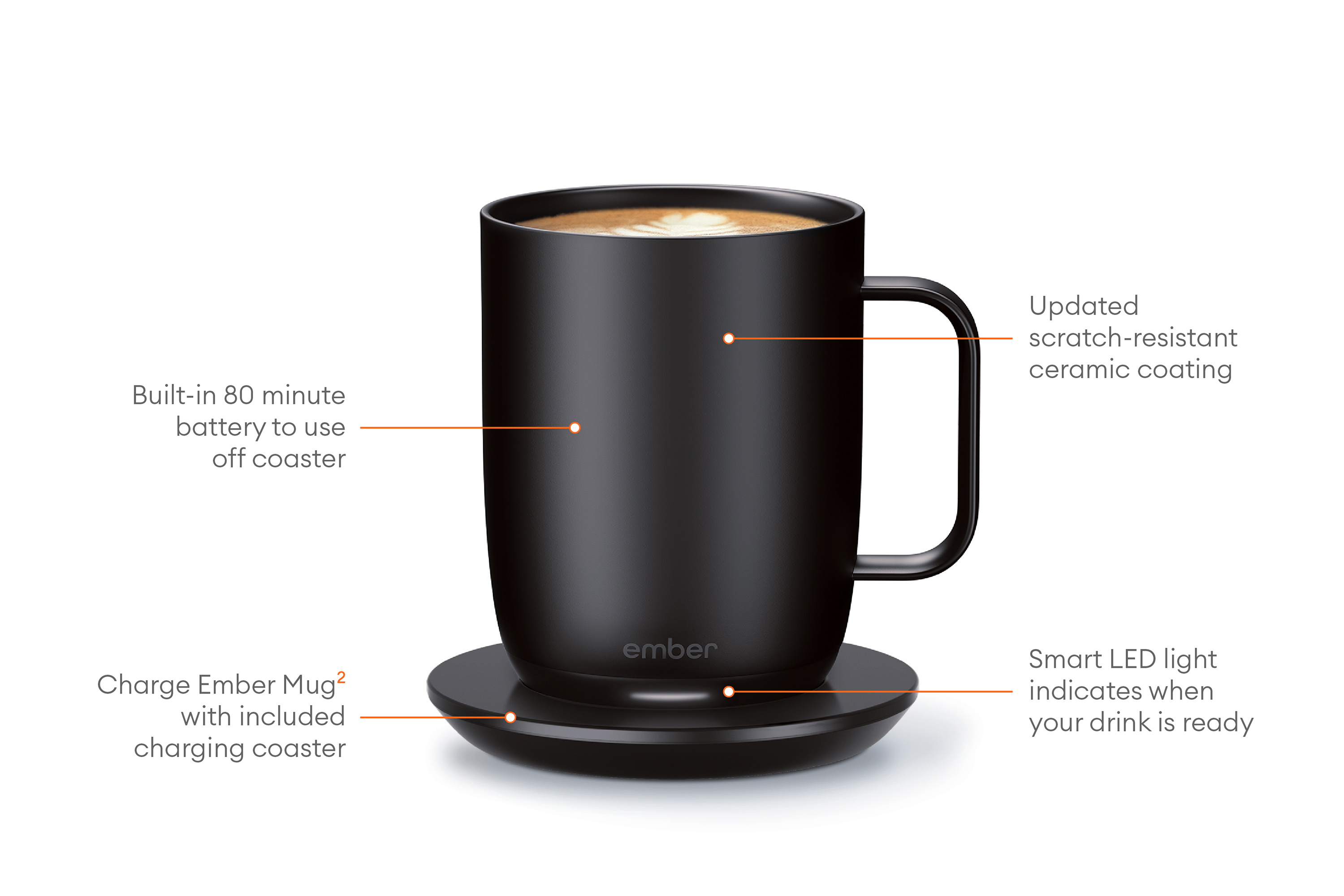 Ember Temperature Control Smart Mug 2, 14 oz, Black, Up To 1.5-hr Battery Life - App Controlled Heated Coffee/Tea Mug - Improved Design - image 4 of 6