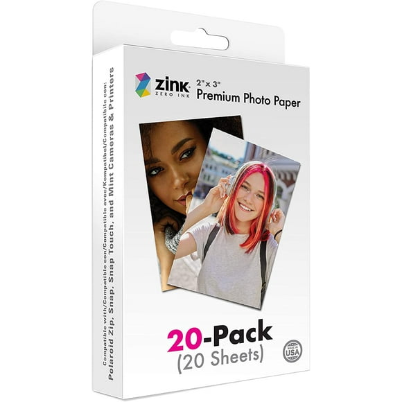 Zink Papier Photo Instantané de Qualité Supérieure 2"x3" (20 Paquets) Compatible avec les Appareils Photo Polaroid Snap, Snap Touch, Zip et Mint