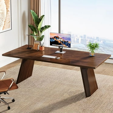 Tribesigns 70.9-Inch All Wood Executive Desk, Large Home Office Computer Desk, Industrial Business Style Solid Study Writing Table