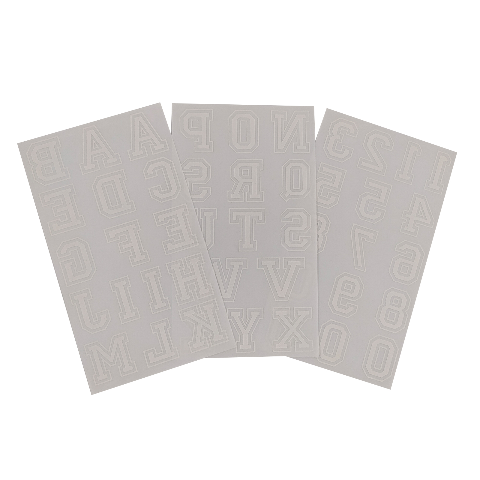 Imagin8 1.75" Iron-On White Flocked Collegiate Letters, 12 Packs: 46 ct. (552 total)