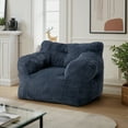 thumbnail image 3 of Pamapic Blue Bean Bag Chair with Corduroy Cover and Armrests, Lazy Sofa for Living Room, 3 of 7