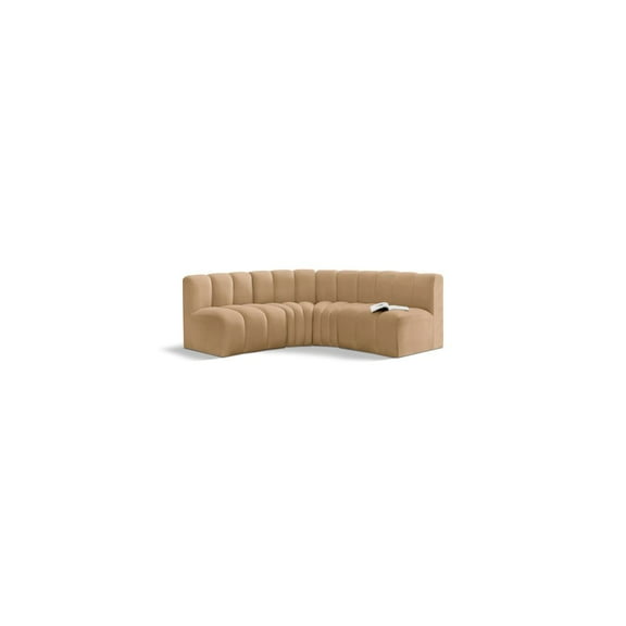 Meridian Furniture Arc Camel Velvet Modular Sectional