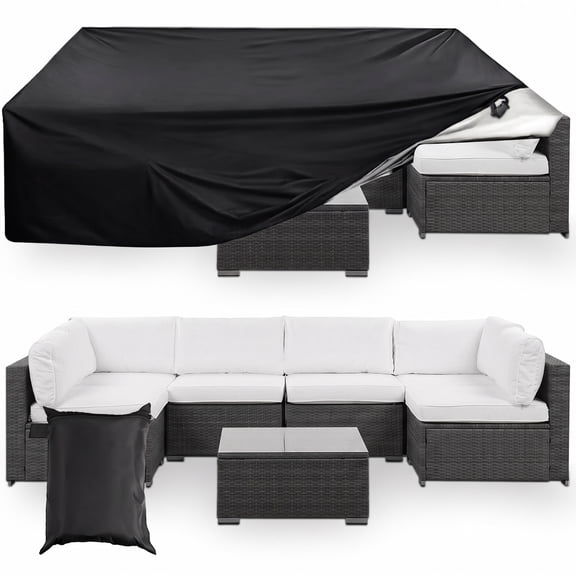 Patio Furniture Cover Waterproof, Outdoor Couch Sectional Sofa Set Cover for All-Weather Protection, Windproof Anti-UV Table and Chair Covers, 108" L x 82" W x 28" H