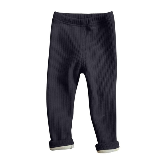 Uxgjfwu Girls Winter Warm Leggings Casual Comfy Leggings Little Girls Solid Color Pants Brushed Plush Lined Leggings