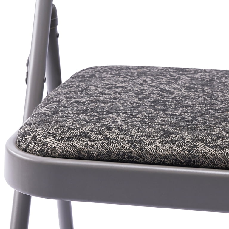 2 Pack Folding Chairs With Padded Cushion – Commercial Grade, Fabric Seat & Back, Gray