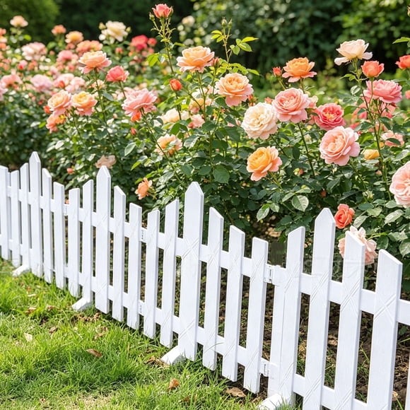 Bordure de Piquet de Jardin en Plastique Blanc pour Pelouses, Plates-Bandes de Fleurs et Bordures de Plantes, Bordure Décorative de Cour Border, 30x36x1cm Ou 34x30x1cm, 1 Panneau