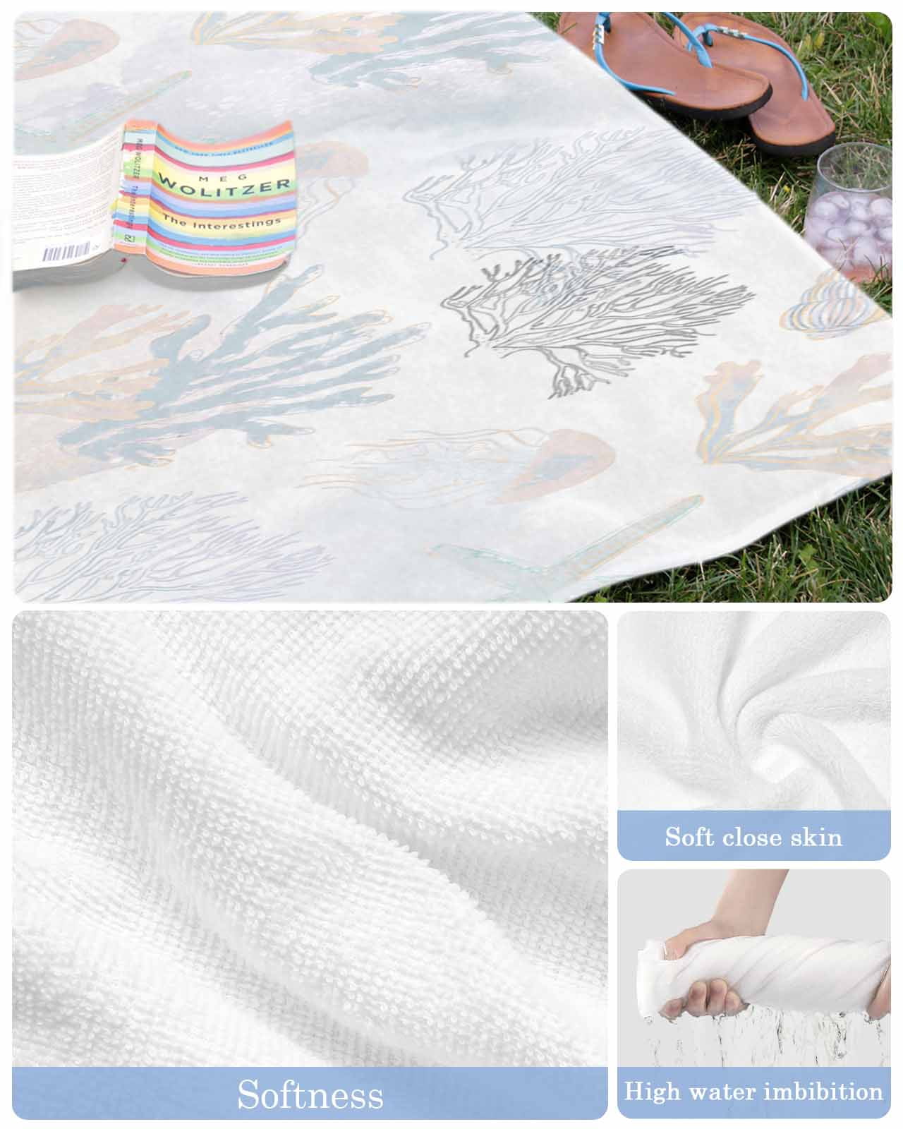 Blue Pink Coral Coastal Beach Towels Oversized Super Absorbent, Nautical Starfish Summer Beach Lightweight Bath Towel Quick Dry Sets For Bathroom/Pool/Rv Camping/Beach Play/Gym Room/Picnic 31"x62"