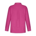 thumbnail image 5 of YEYLANERSWomens Cotton Linen Shirts Long Sleeve Button Down Collared Blouses for Women Summer Casual Roll Up Solid Color Tees Women Work Office Tunic Tops，Hot Pink，XXXXXL, 5 of 8
