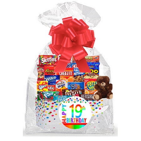 CakeSupplyShop Item#019BSG Happy 19th Birthday Rainbow Thinking Of You Cookies, Candy & More Care Package Snack Gift Box Bundle Set - Ships