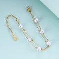 thumbnail image 3 of Stainless Steel Faux Pearl Chain Style Beaded Party Holiday Bracelet, 3 of 6