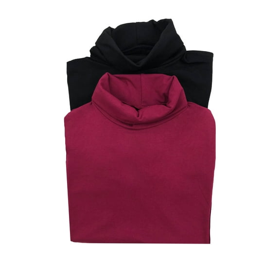 Felina | Long Sleeve Turtleneck 2-Pack | Loungewear | Sleepwear (Small, Black Beet Red)