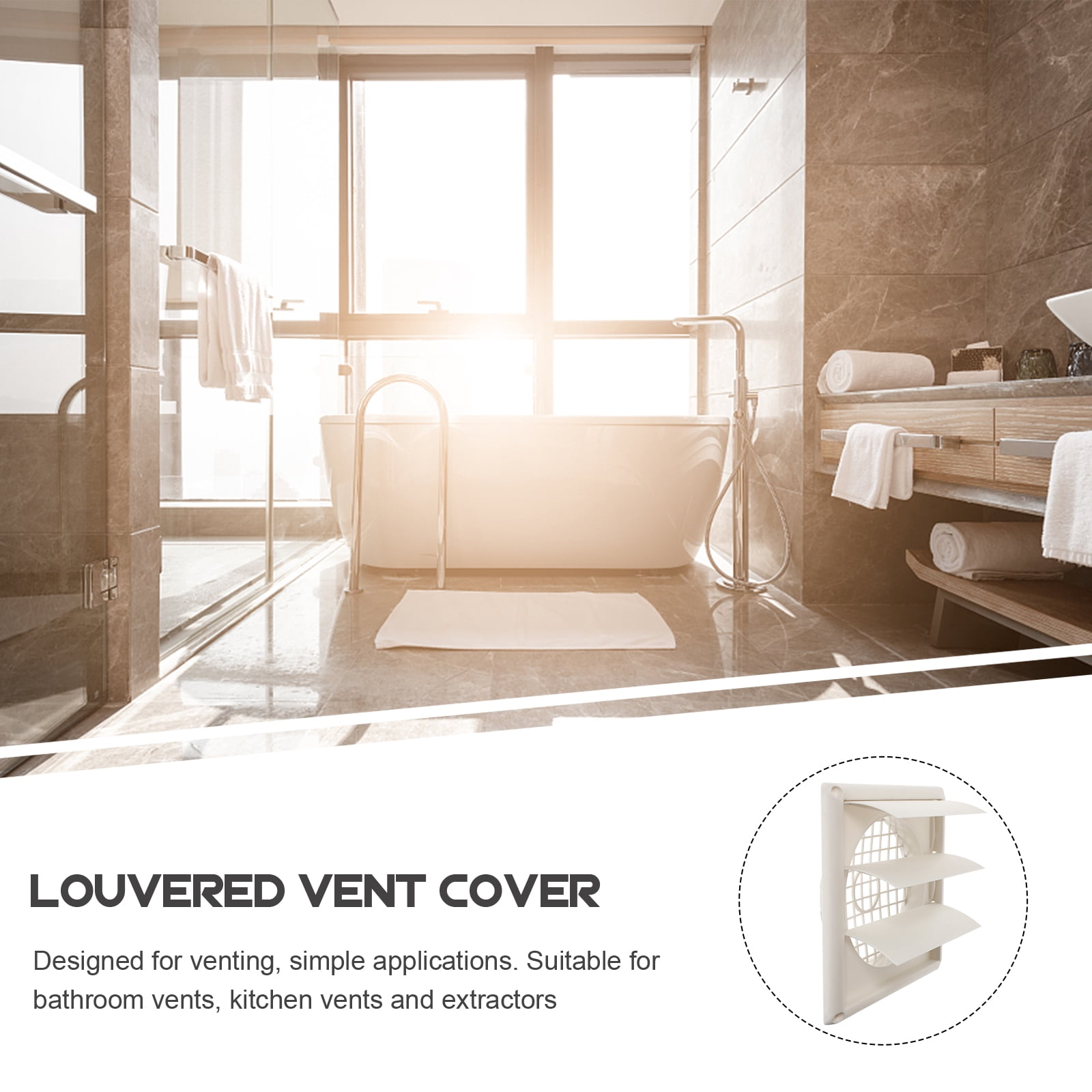 OFFIGAM White Louvered Dryer Vent Cover Replacement, ABS Material, Breathable Design, 5.5 x 5.5 Inches, Easy to Install