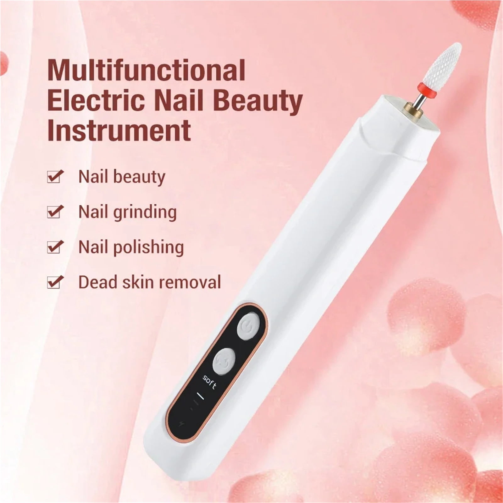 4 In 1 Electric Nail Polisher Drill Bits Manicure Cutter for Acrylic Gel Nails Grinding Polishing Nail Art Sanding File Home Use