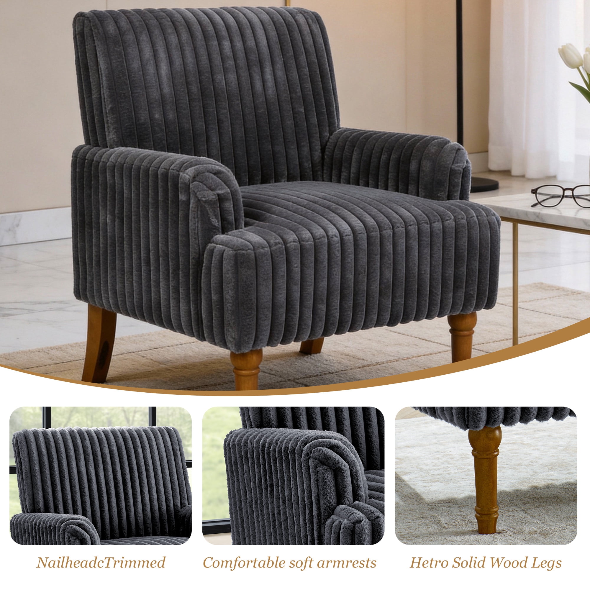 MOONMISS Accent Chair for Living Room,Dark Gray
