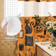 thumbnail image 4 of No Hook Shower Curtain, Orange Black Halloween Shower Curtains for Bathroom with See Through Top Window, Pumpkins Cat Vintage Art Waterproof & Washable Bath Curtain Stand Up Stall 36"x72", 4 of 9