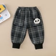 thumbnail image 2 of XUELUO Toddler Boys Pants Girls Cartoon Plaid Print Winter Warm Long Sweatpants Trousers Pant Outwear,Gray,2-3 Years, 2 of 4