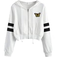 thumbnail image 1 of HSHDLDF Women's Striped Zip up Long Sleeve Crop Top Hoodies Casual Drawstring Sweaters Jacket Cropped Sweatshirt Shirt, 1 of 4