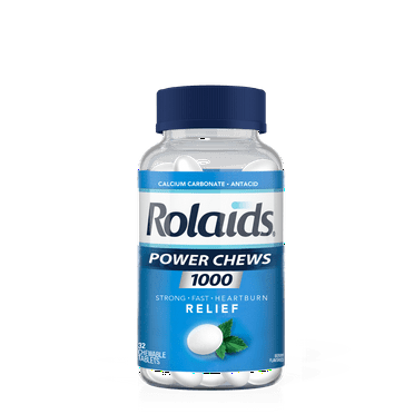 Rolaids Antacid Power Chews, Chewable Antacids for Acid Indigestion and Heartburn, Mint, 32 Count