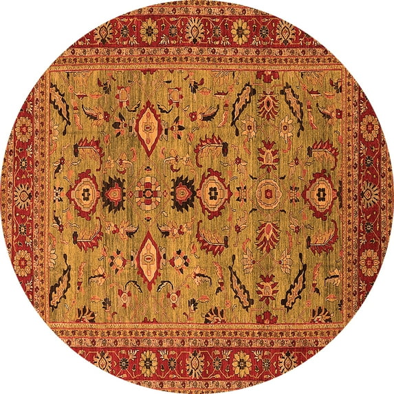 Ahgly Company Indoor Round Oriental Orange Industrial Area Rugs, 4' Round