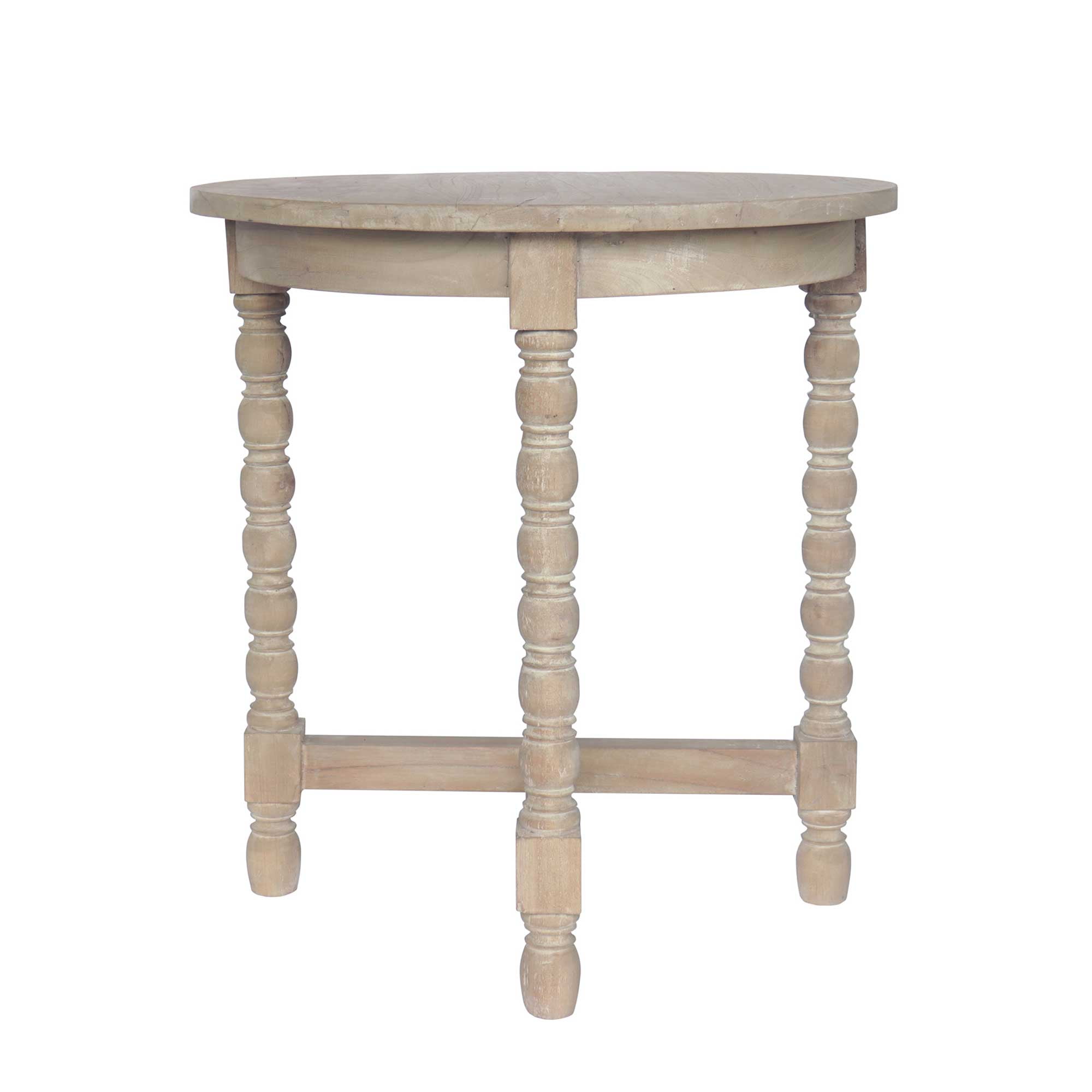 Adair Black Round Solid Wood Accent Table with Bobbin Legs by East