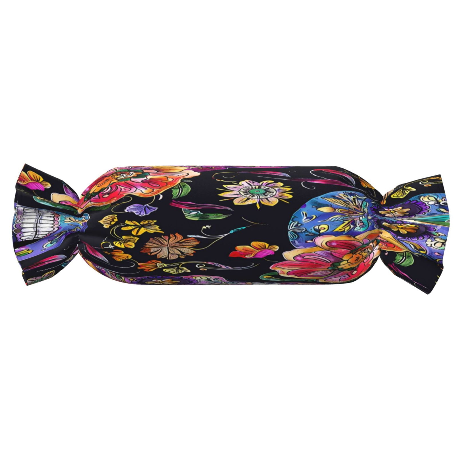 Candy Throw Pillow Travel Cervical Pillow Cylindrical Neck Body Cushion With Insert For Bed Couch Home Decor 9.8x24.4in Festive Sugar Skulls (7)