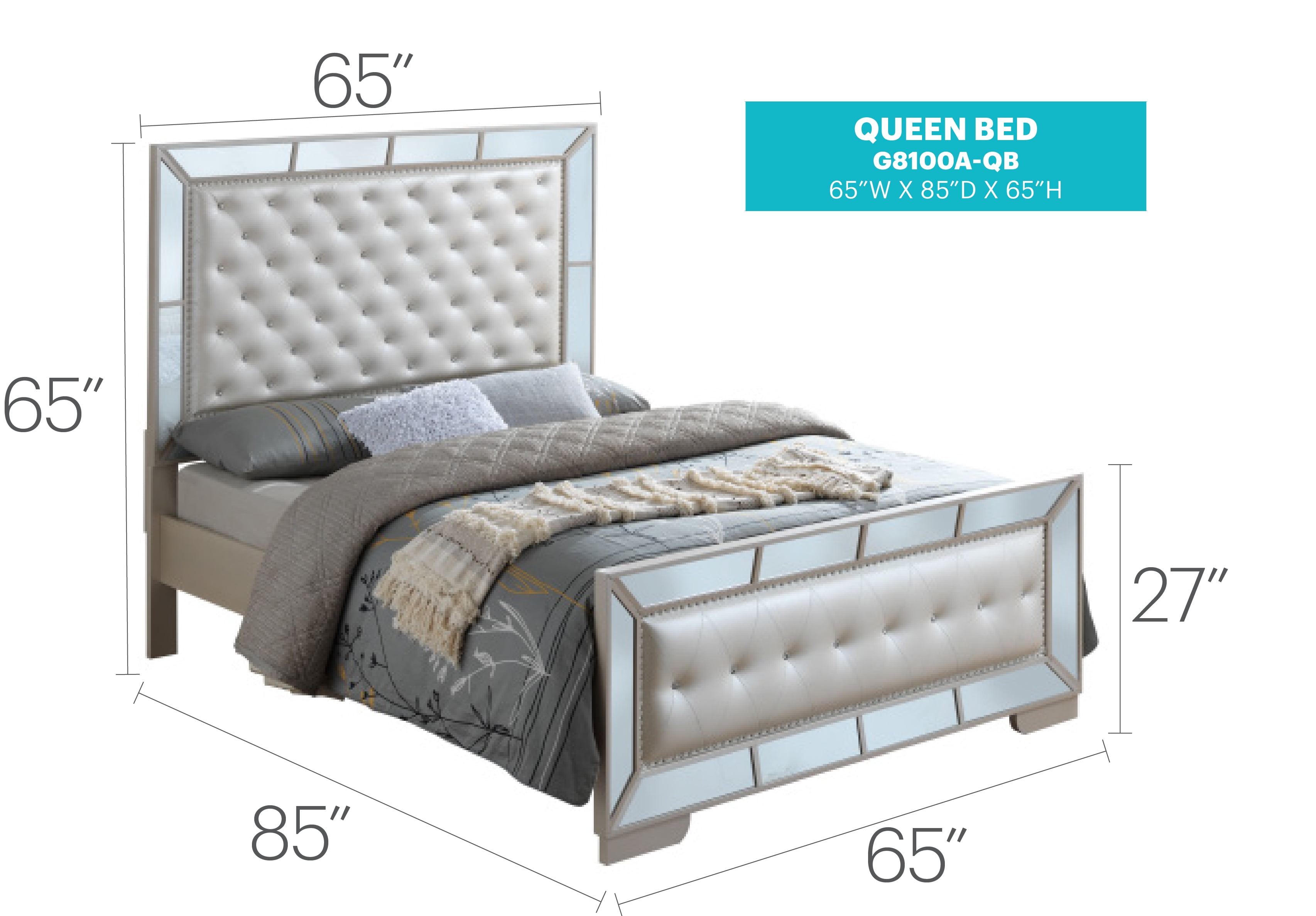 Glory Furniture Hollywood Hills King Bed in Pearl Color