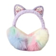 thumbnail image 3 of Orejeras con orejas de gato, regalo de cumpleaños informal, orejeras de invierno para mujeres, niñas y adolescentes Púrpura, 3 of 8