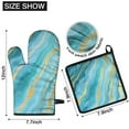 thumbnail image 6 of Teal Gold Marble Kitchen Oven Mitt and Pot Holder Sets 2 Pcs for Baking, Cooking and Grilling, Heat Resistant Up To 392 °F, 6 of 7