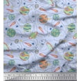 thumbnail image 1 of Soimoi Blue Velvet Fabric Planet & Stars Galaxy Fabric Prints By Yard 58 Inch Wide, 1 of 3
