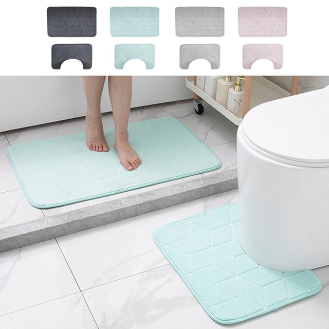 Paquete de 2 Alfombras de Baño de Terciopelo: Alfombra de Inodoro Antideslizante E Impermeable MNFD