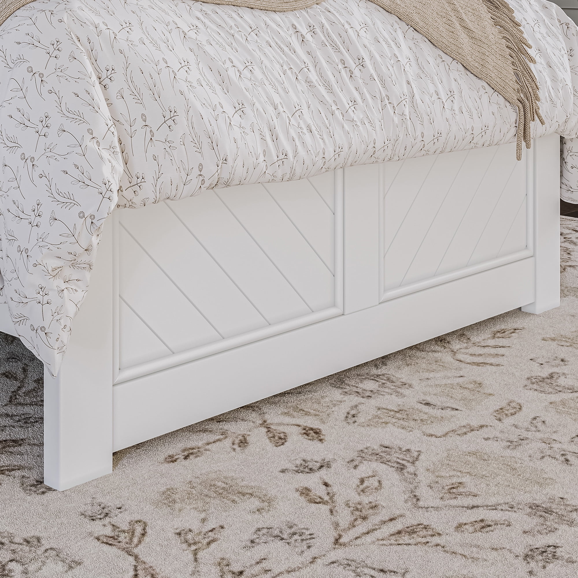 AFI Canyon White Solid Wood Foundation Bed Frame with Matching Footboard, Twin