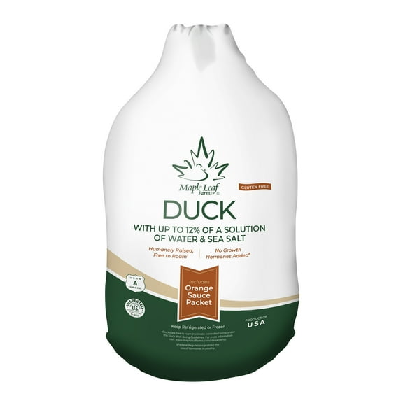 Maple Leaf Farms All Natural Whole Duck with Orange Sauce, Vacuum Packed Bag , 4-7 lbs (Frozen)