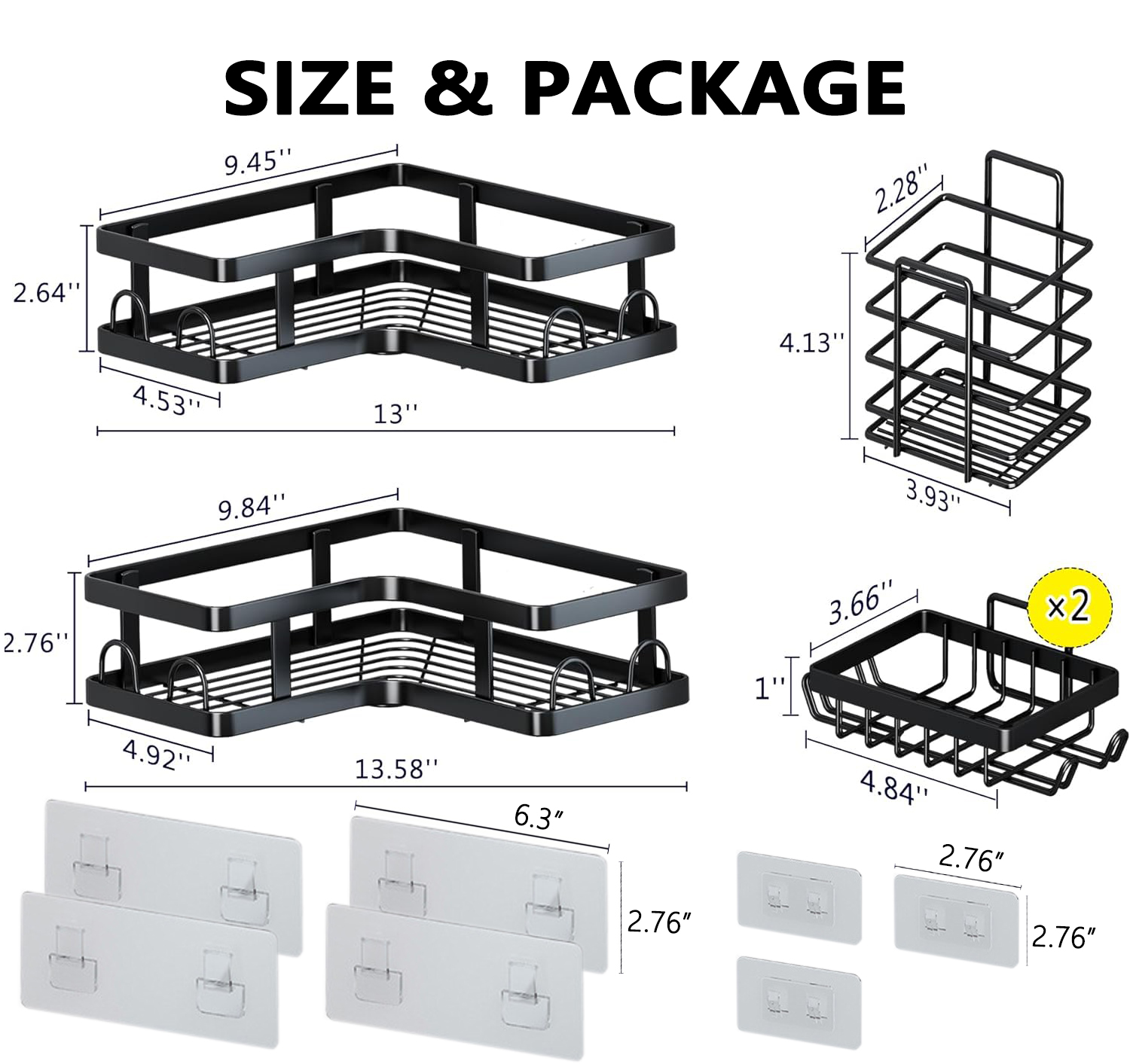 PHANCIR Corner Shower Caddy, 5-Shelf Stainless Steel, Black photo 8