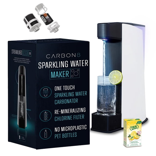 Máquina para hacer agua con gas Carbon8 - Máquina para hacer refrescos en el hogar, carbonatador de CO2 atornillado, mineralizador de agua para encimera, dispensador de máquina para hacer refrescos Se