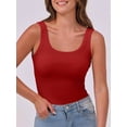 thumbnail image 6 of Womens Sleeveless Scoop Neck Tank Top Ribbed Fitted Summer Basic Slim Cute Tops Red S, 6 of 9