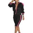 thumbnail image 1 of Innerwin Survêtements Veste et Shorts Femmes Deux Pièces Tenue de Sport Manches Longues Régulier Jogger Set Noir Rose Rouge M, 1 of 2