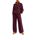thumbnail image 4 of Women's Sweatsuits 2 Piece Outfits Lounge Sets | Cozy Airport Outfits,Casual Sweat Sets for Fall And Winter,Half Zip Pullover And Baggy Sweatpants with Pockets QURATI, 4 of 7