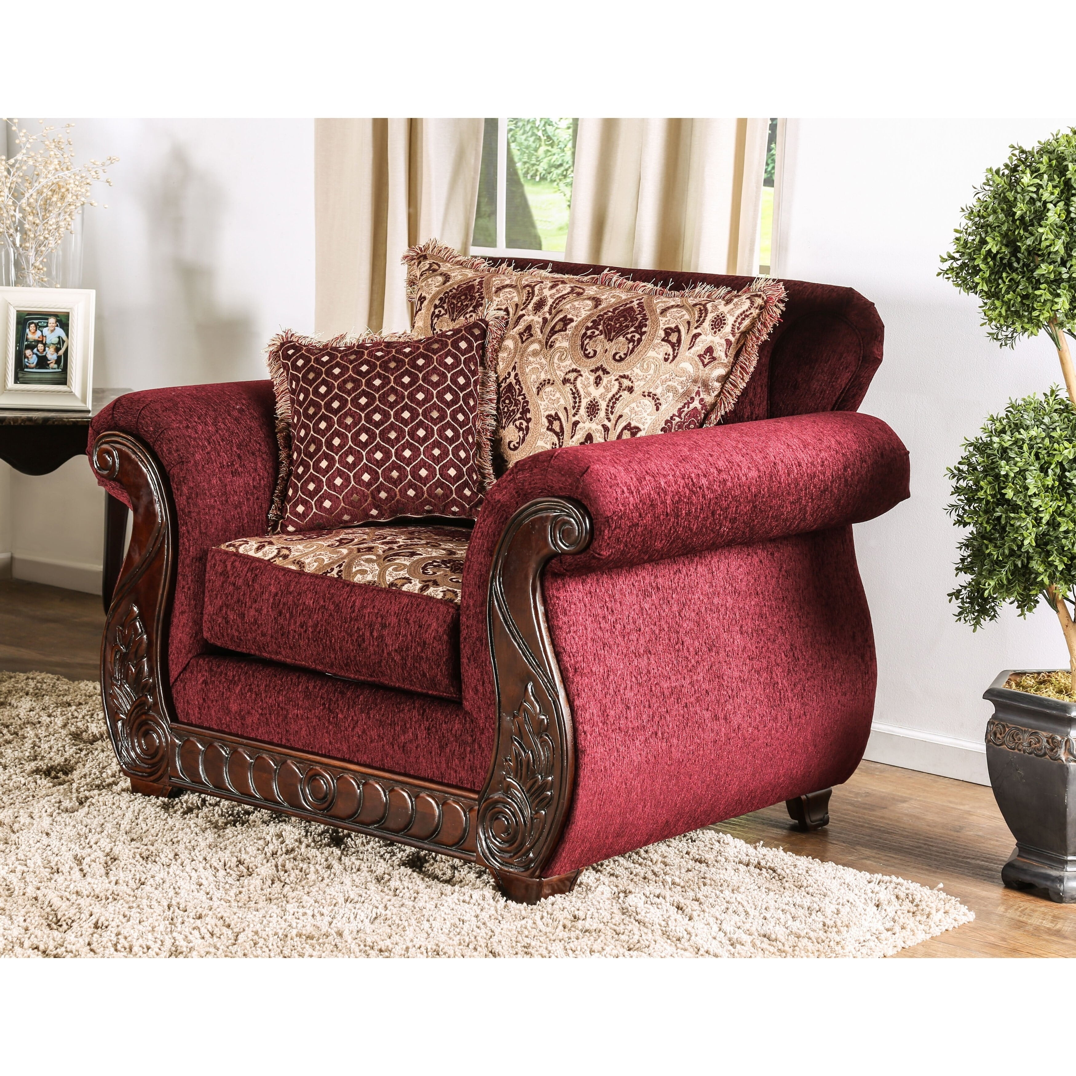 Furniture of America Fova Traditional Fabric Upholstered Armchair