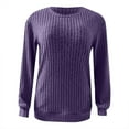 thumbnail image 3 of DuoJiaJ Women Pullover Sweaters Long Sleeve Crewneck Fall Cozy Tops Warm Sweaters with Pocket Purple S, 3 of 4