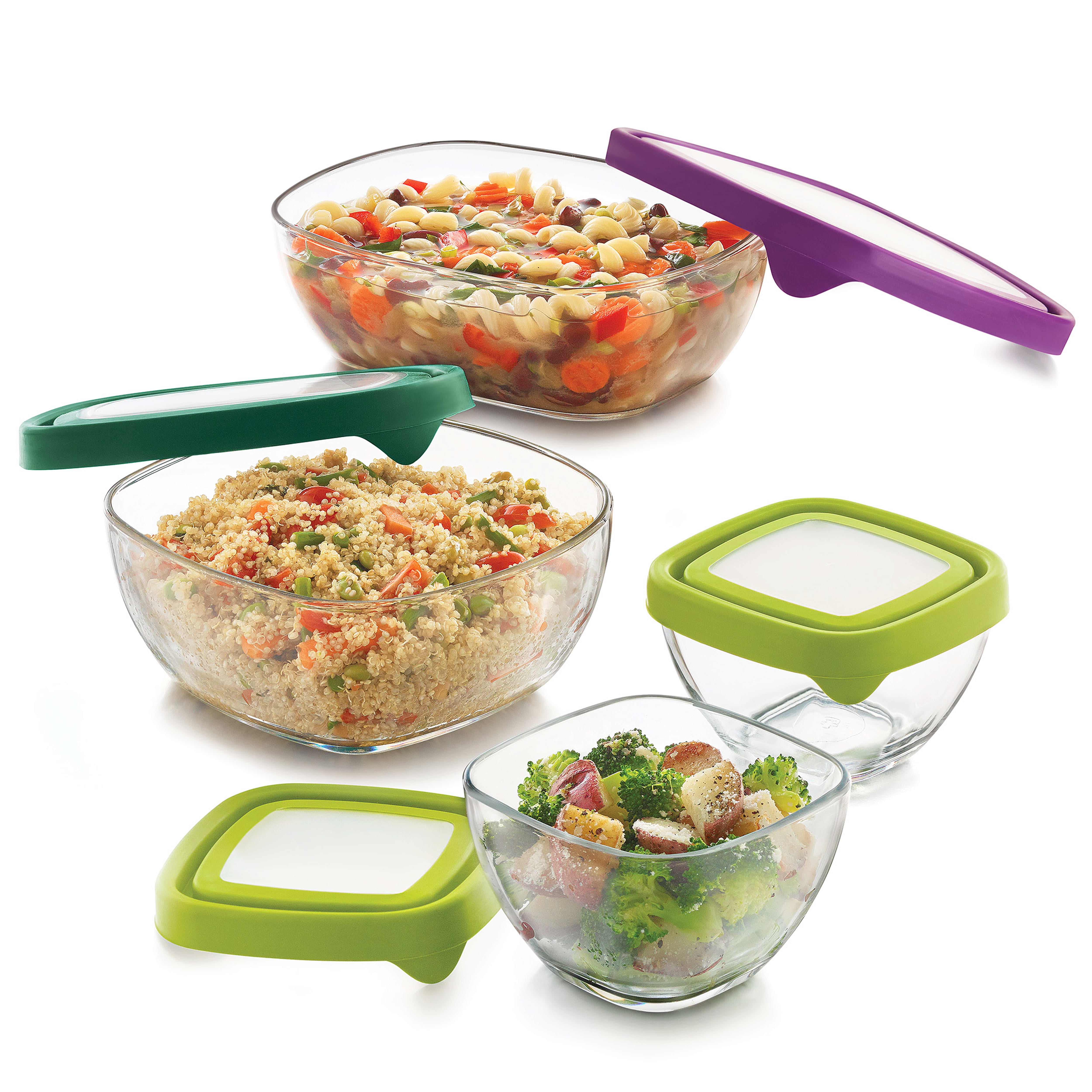 Libbey Serve It Medium MultiSize Glass Containers with Lids, Set of 4