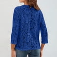 thumbnail image 4 of Women's 3/4 Sleeve Bolero Shrugs Crochet Lace Open Cardigan Blue 2XL, 4 of 4