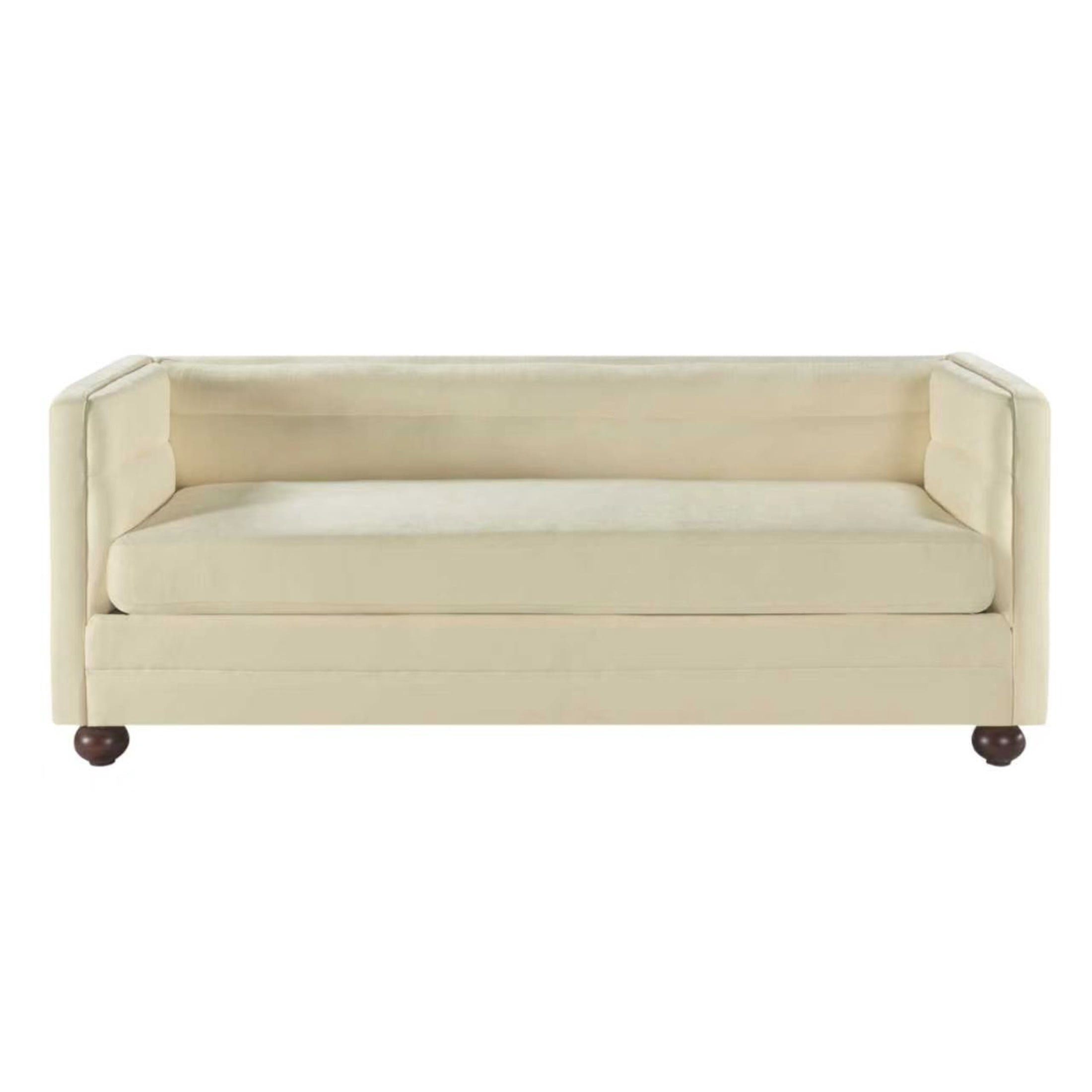 Christopher Knight Home 77.2" Modern Chenille Sofa Couch with Square Arms, 3 Seats, Wood Legs, Beige